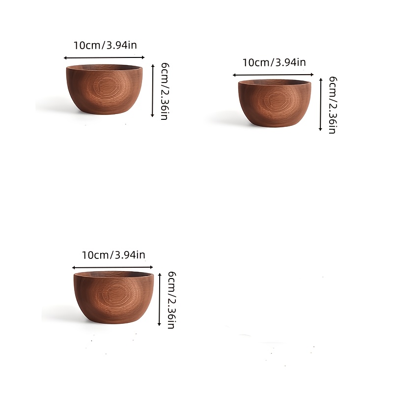 Image of 3pcs Date Wood Bowl Set - Heat-resistant Wood Bowls, Round Soup & Noodle Bowls For Hot Meals, Kitchen Tableware, Compatible With & Family Dining, Natural Wood Grain Tableware For S