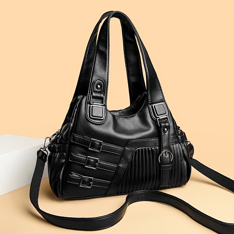 Ethnic Style PU Women'S Shoulder Bag, Trendy Women'S Tote Bag, Double-Layer Main Compartment Handbag, Suitable for Commuting, Shopping, Dating, Traveling, And More