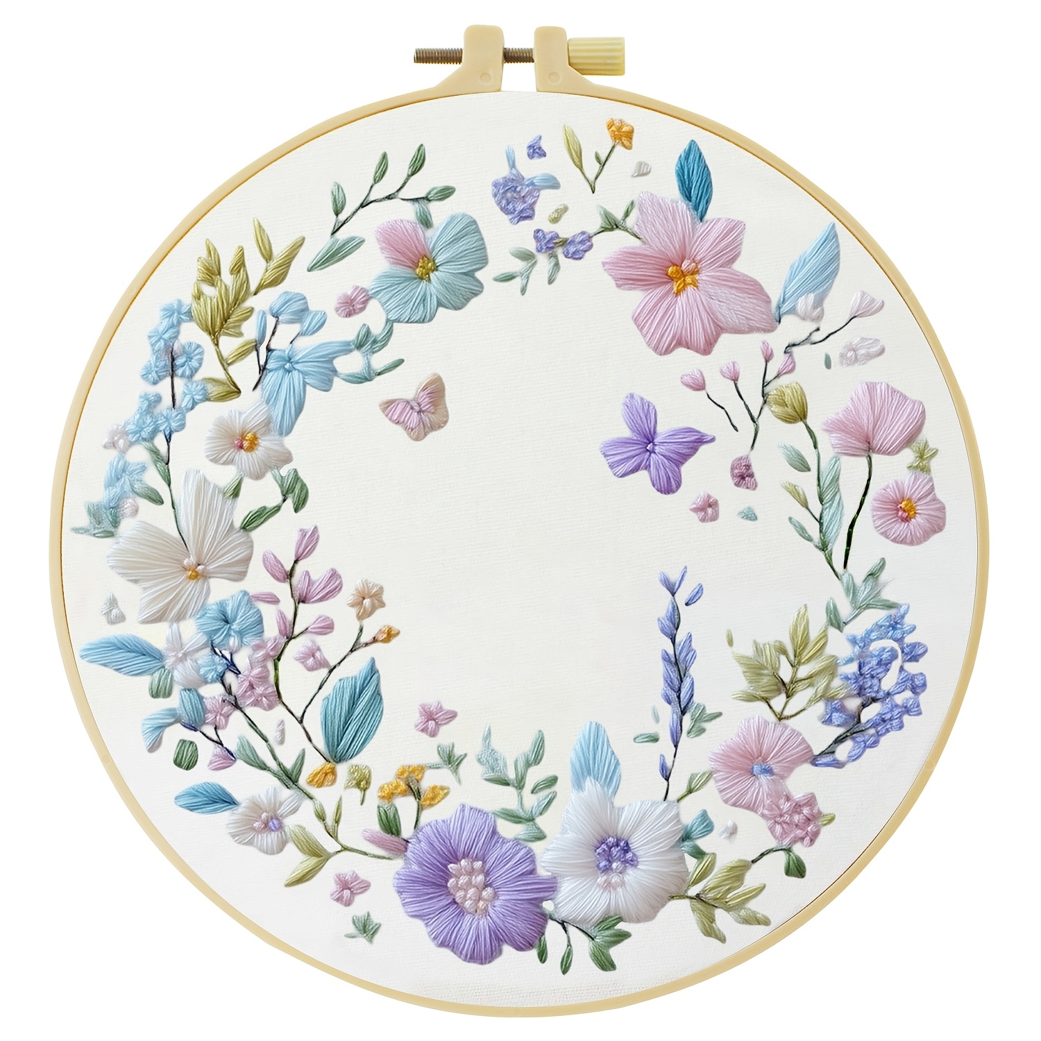 TEMU 1pc Embroidery Kit, 20x20cm/7.9x7.9inch, Beautiful Garland, Handmade Diy Embroidery Kit, Suitable For Diy Embroidery Lovers For Adult Beginners,