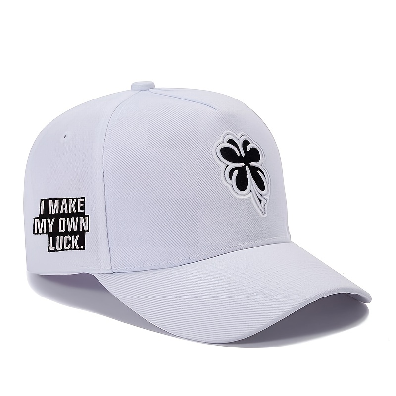 TEMU 1 Embroidered Clover On Front, "i Make Luck" Embroidery On Side, Five-panel Green Baseball Cap, Unisex Trucker Hat, Breathable And Adjustable,