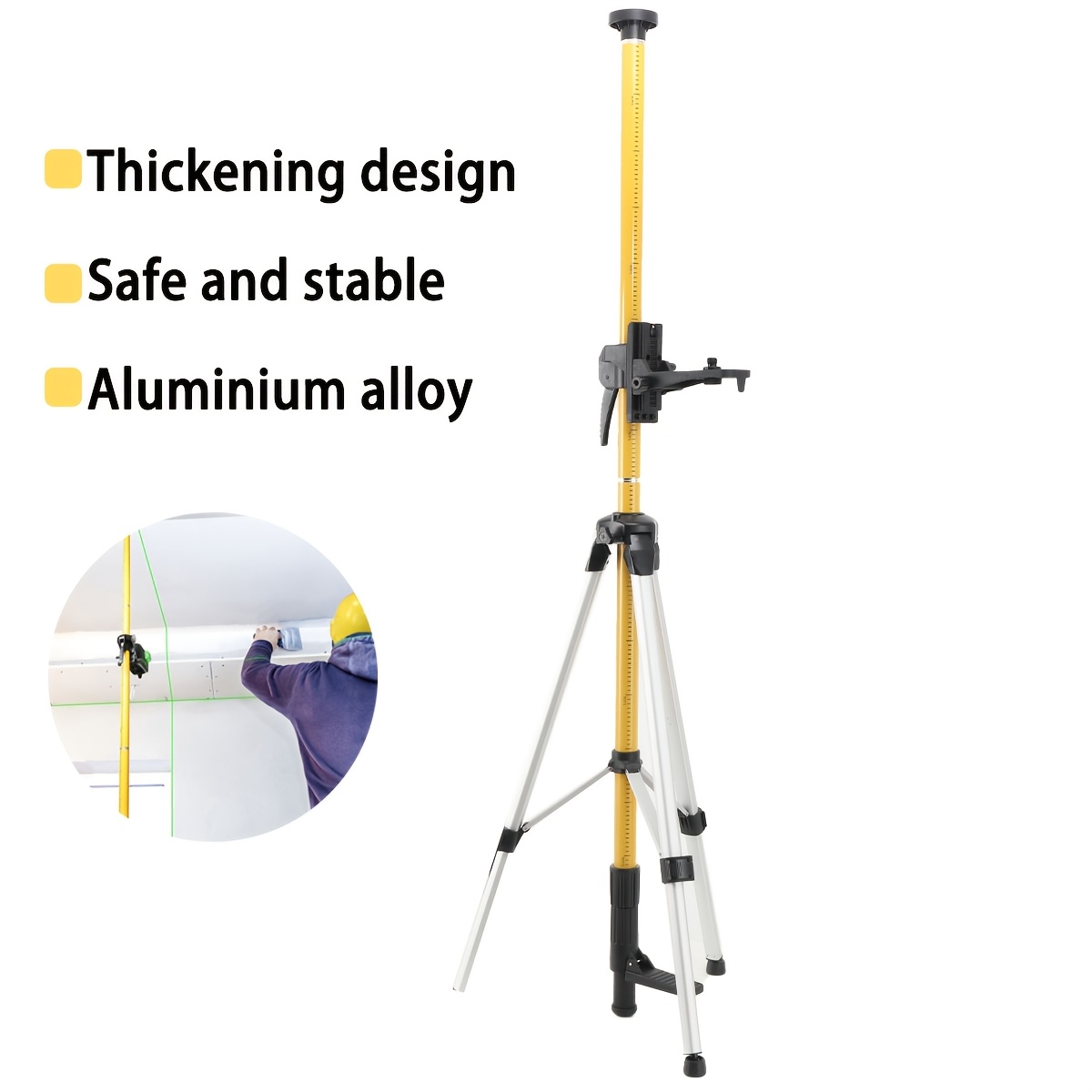 E-shop 3,6 m Verstellbare Laser Teleskopstange | Für - und Kreuzlinienlaser, Inklusive Stativ und Halterung mit 1/4 Außengewinde & 5/8-11