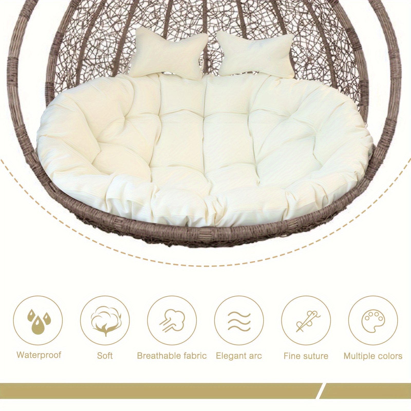 Coussin Imperméable Confortable Pour Fauteuil Œuf Suspendu Rouge - Rembourrage Épais Avec Appui-Tête Pour Jardin, Patio Et Balançoire