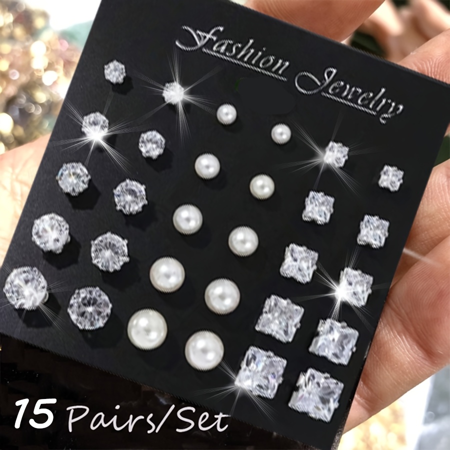 15 pairs of simple and stylish earrings a perfect earring set that   used in any scene suitable for most daily occasions or for gift   hypoallergenic earrings for sensitive ears minimalist stud earrings women Product details 0