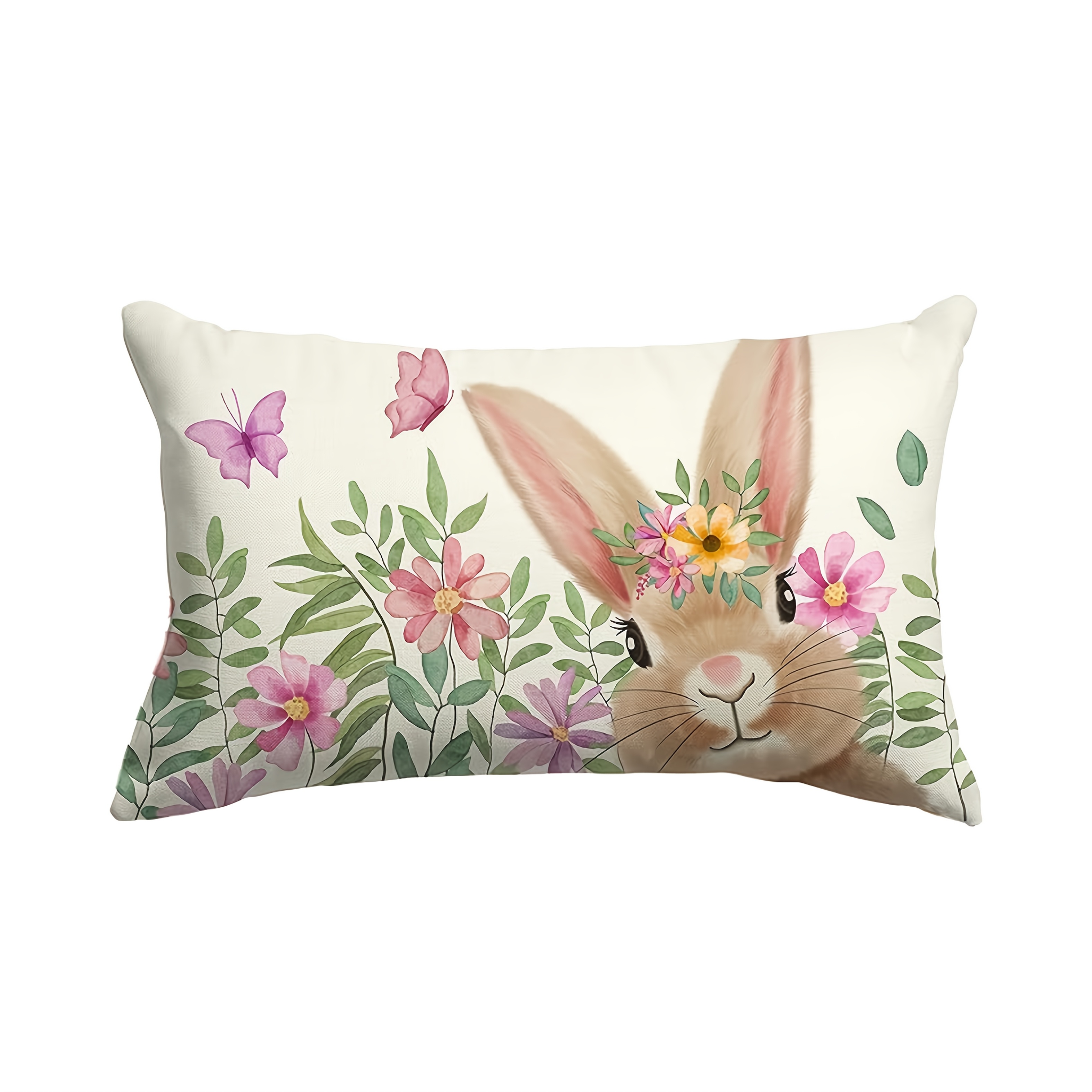 

1pc, Easter Pillow Cover 12x20 Inch Easter Floral Bunny Throw Pillow Cover Rabbit Pillow Case Decor For Home Sofa Couch Only Pillowcases