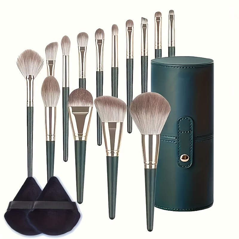 

14pcs Hypoallergenic Set Bristles , Abs - Includes Foundation, Powder, Blush, Eye , , Concealer Brushes & Powder