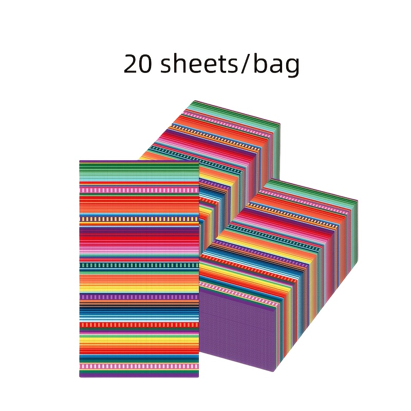 TEMU 20 Sheets Per Pack, Colorful Striped Printed Napkins, Vibrant , Party Napkins