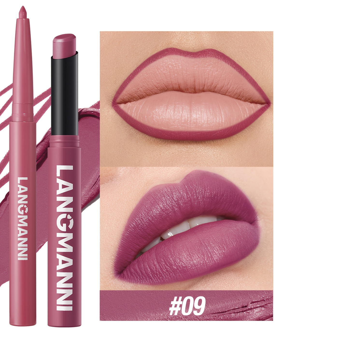 Image of 2pcs/set Lip Liner And Lipstick Set, Matte Effect And Moisturizing, Lasts For All Day When Completely Dry, , Full Lips, Waterproof Formula, Suitable For Types, Perfect Gift For Women