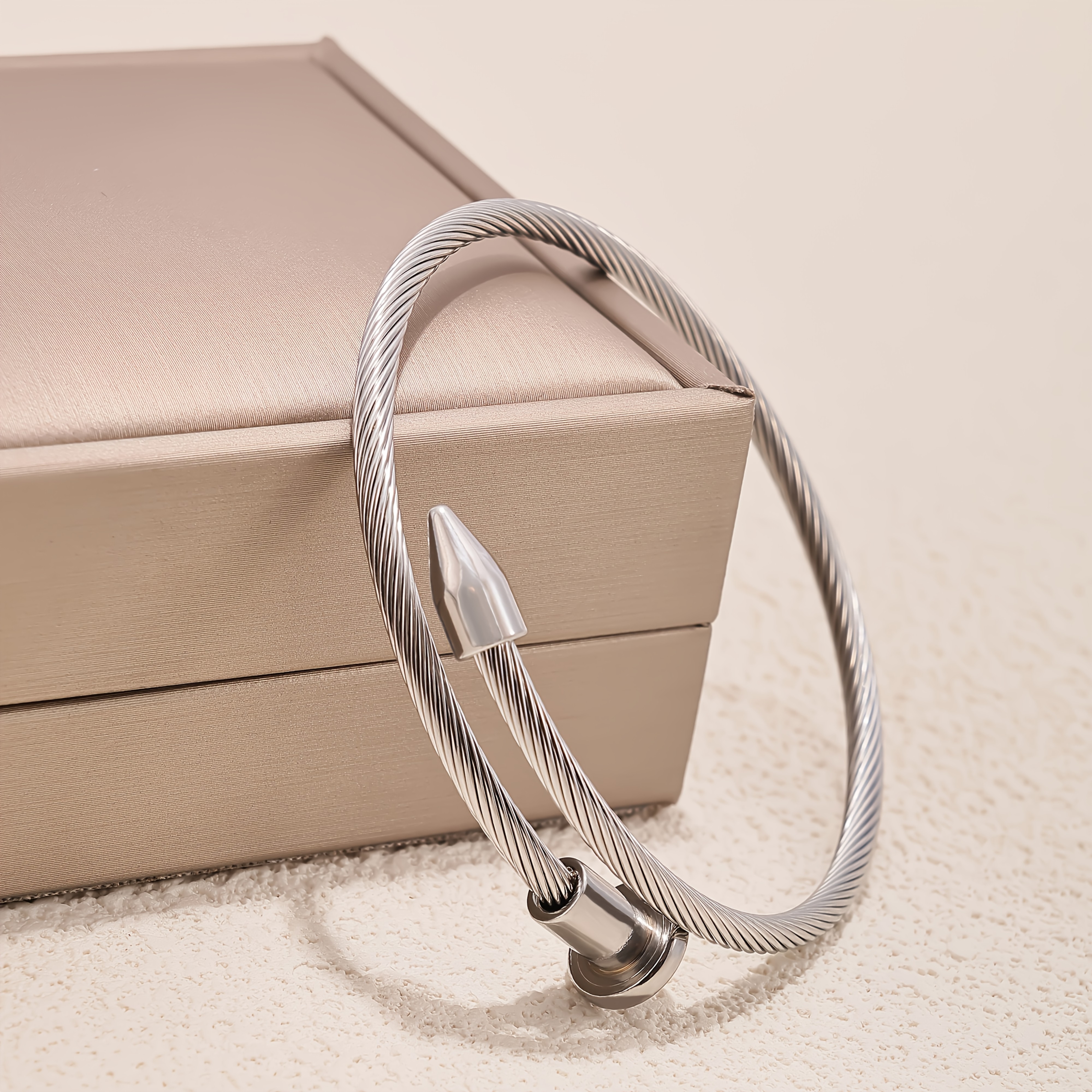 TEMU A Fashionable And Easy Stainless Steel 3mm Wire Rope Versatile New Nail Bangle Bangle Bracelet Bangle