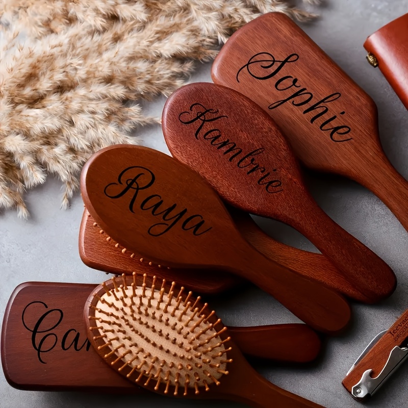 

Sandalwood Engraved Hair Comb For Women - Medium , Anti-static, Massage, Fluffy, Dry Hair Care, Customizable With - Elegant Personalized Gift