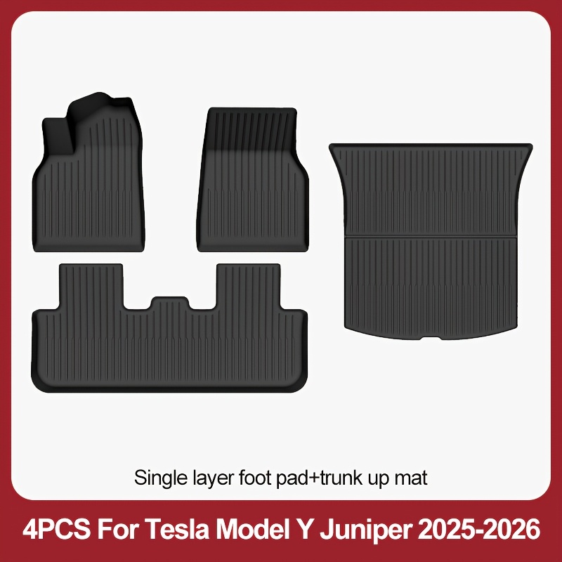 Image of Tpe Material Single-layer Floor Mats 4pcs Set, Suitable For 2025-2026 For For 5-seater Left-hand Drive, Non-slip, Wear-resistant, , Universal, Easy To Clean.