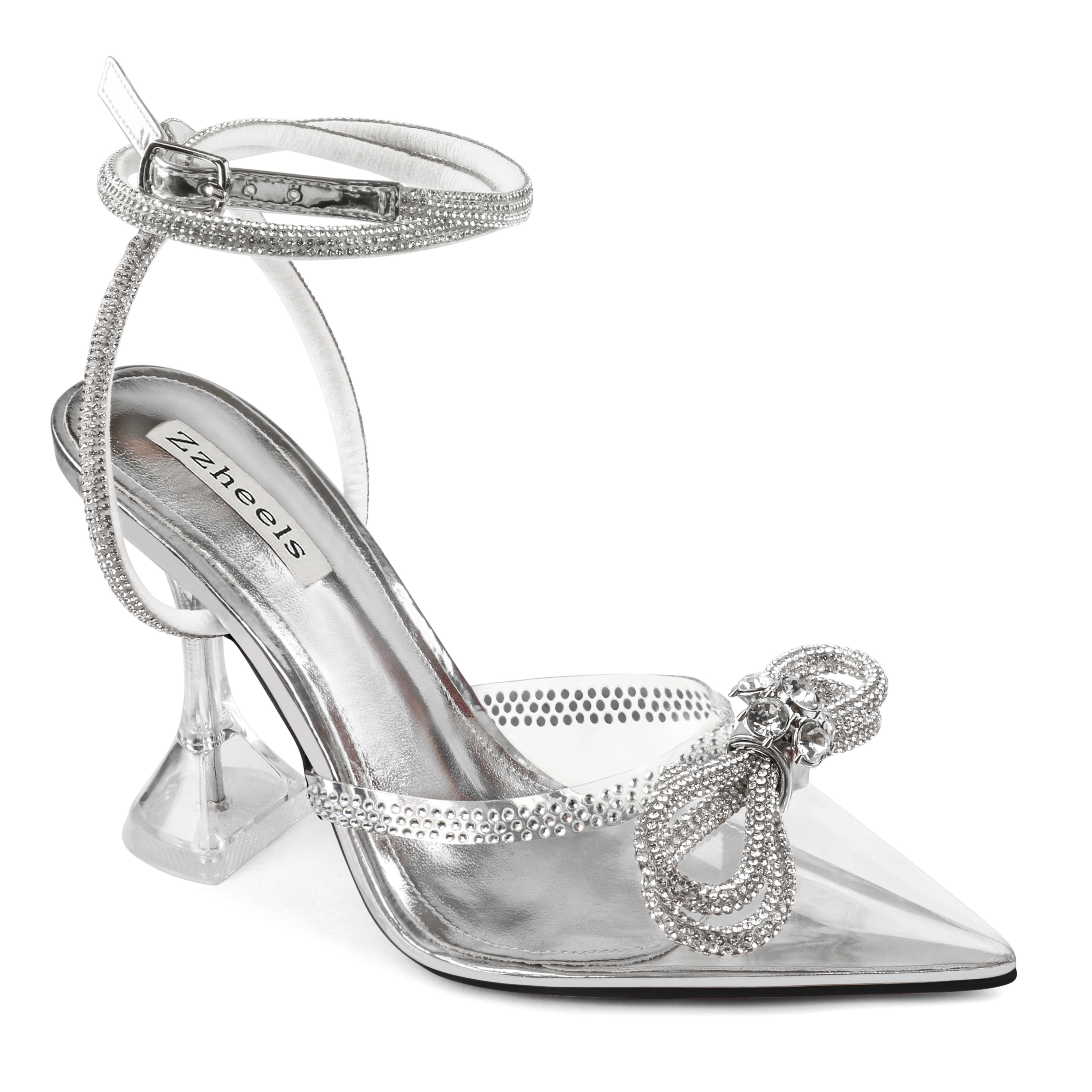 Ladies' Transparent High Heels with Bow, Back Sandals, Parties and Dates with Lace- . - Women's Shoes