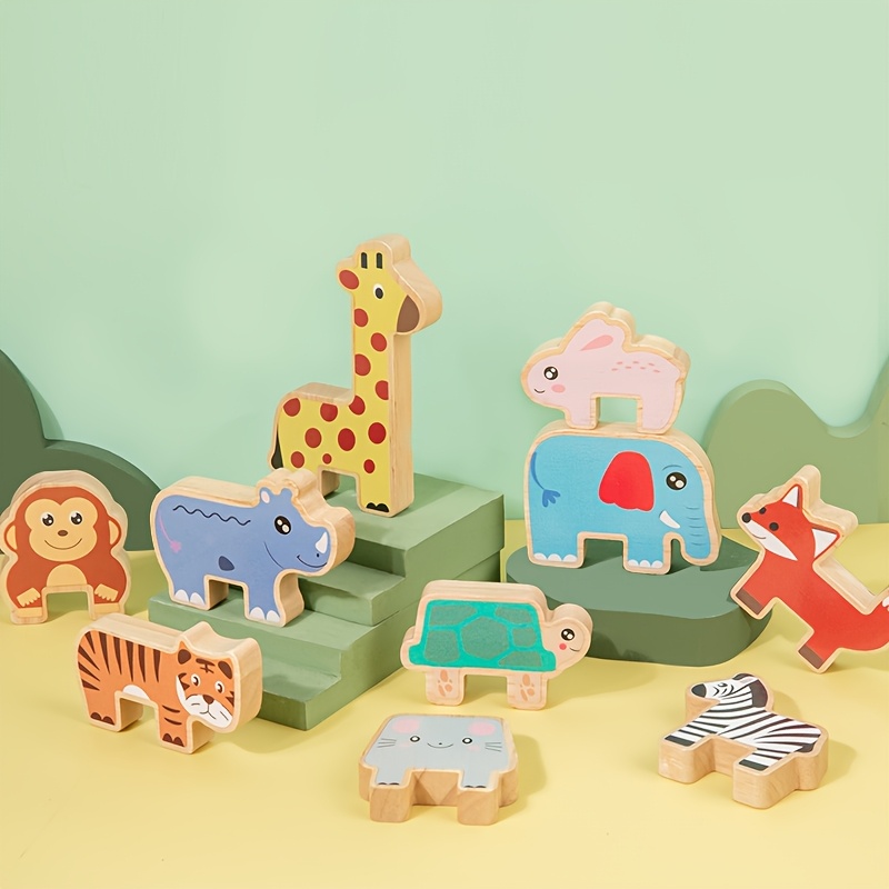 Wooden Animal Sorting Stacking Blocks Toy