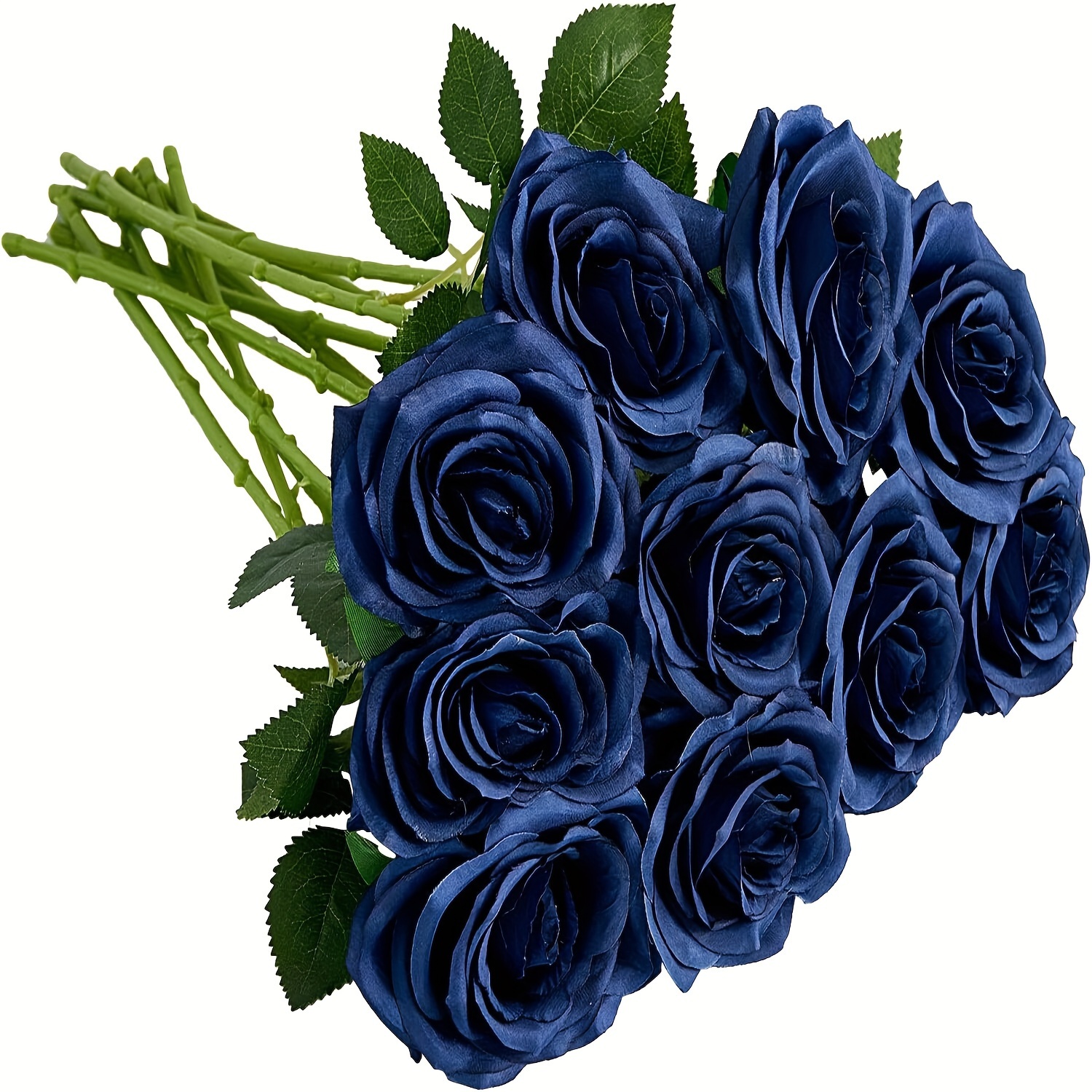 

Vinrado 11pcs Navy Blue Artificial Rose Bouquet - Silk Faux Roses With Stems For Home Decor, Weddings, And Valentine's Day Roses Artificial Flowers Artificial Roses