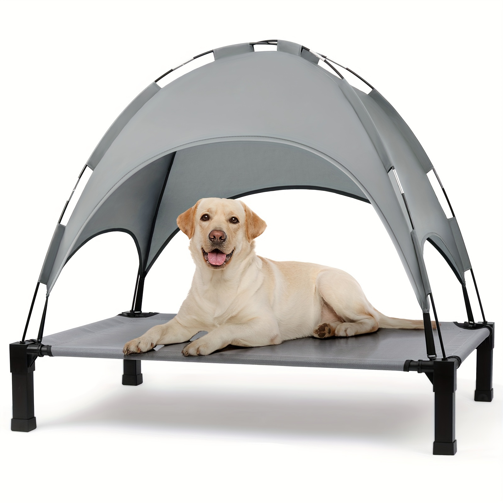 TEMU Elevated Dog Bed With Canopy, Outdoor Dog Bed Cot With Shade Tent, Portable Raised Pet Cot Cooling Bed For Dogs