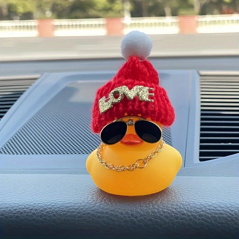 

1pc Cute Red Love Hat Duck Car Decoration