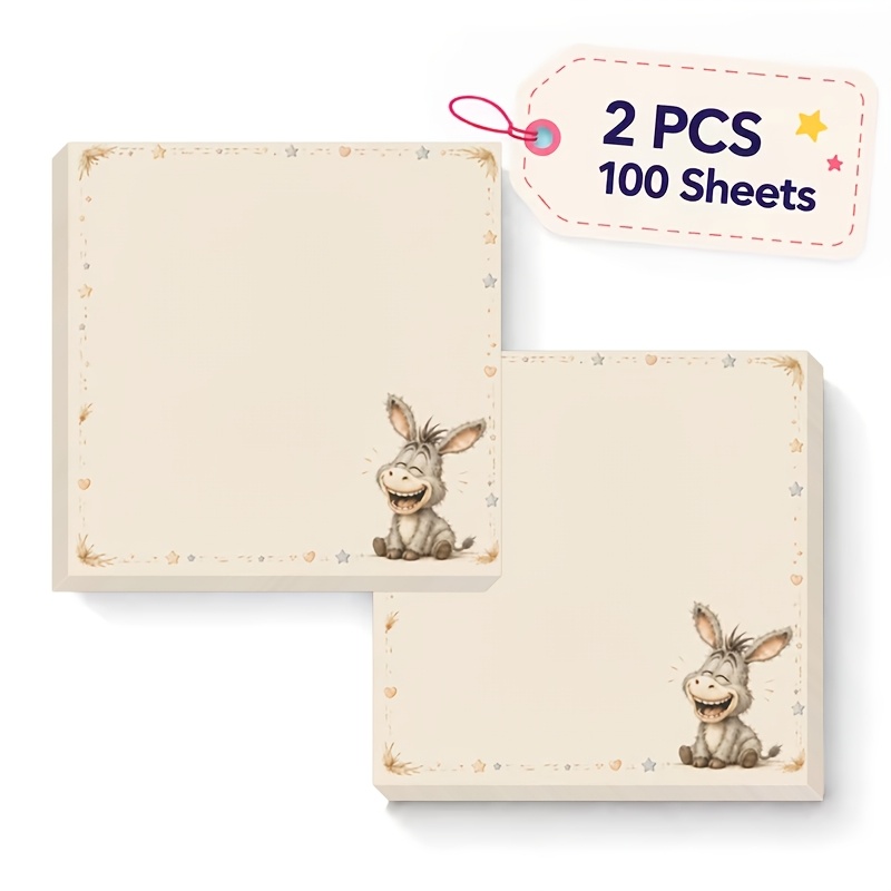 TEMU 2-pack "laughing Donkey" Cartoon Border Sticky Notes, Suitable For Classroom Note Marking, Office To-do Lists, Home Checklists, And Scrapbooking