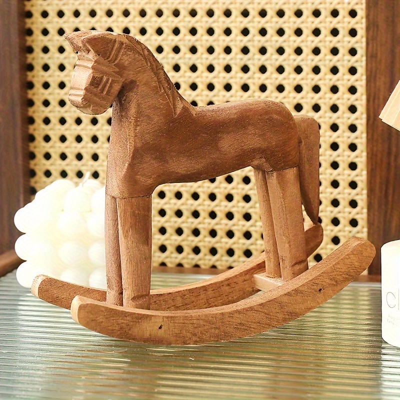 

Handcrafted Wooden Horse Figurine - Artistic Home & Cafe Decor, Perfect For Bookshelf Display
