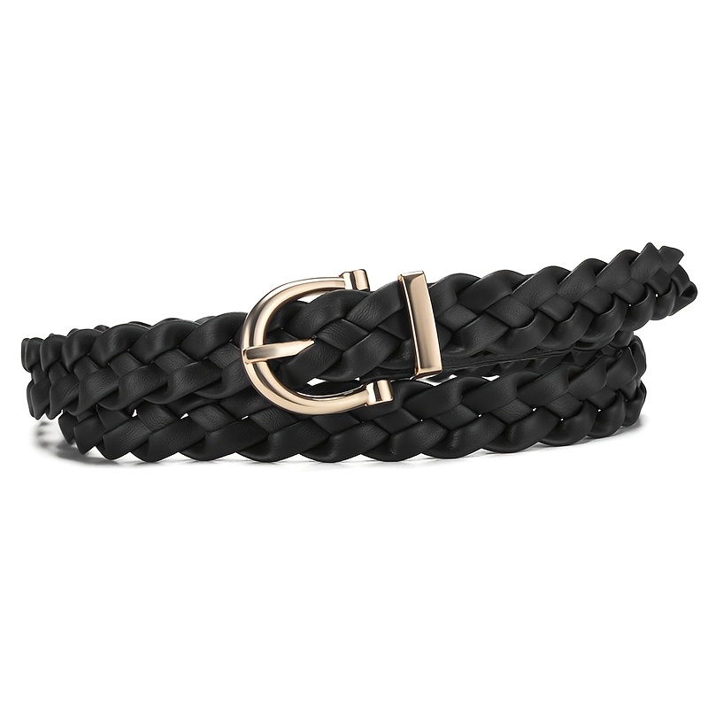 TEMU 1pc Women's & Braided Belt With Vintage Pin - Thin Suitable For Jeans, Dresses, Skirts, Blouses - Retro Minimalist Belt For Casual, Outfits,