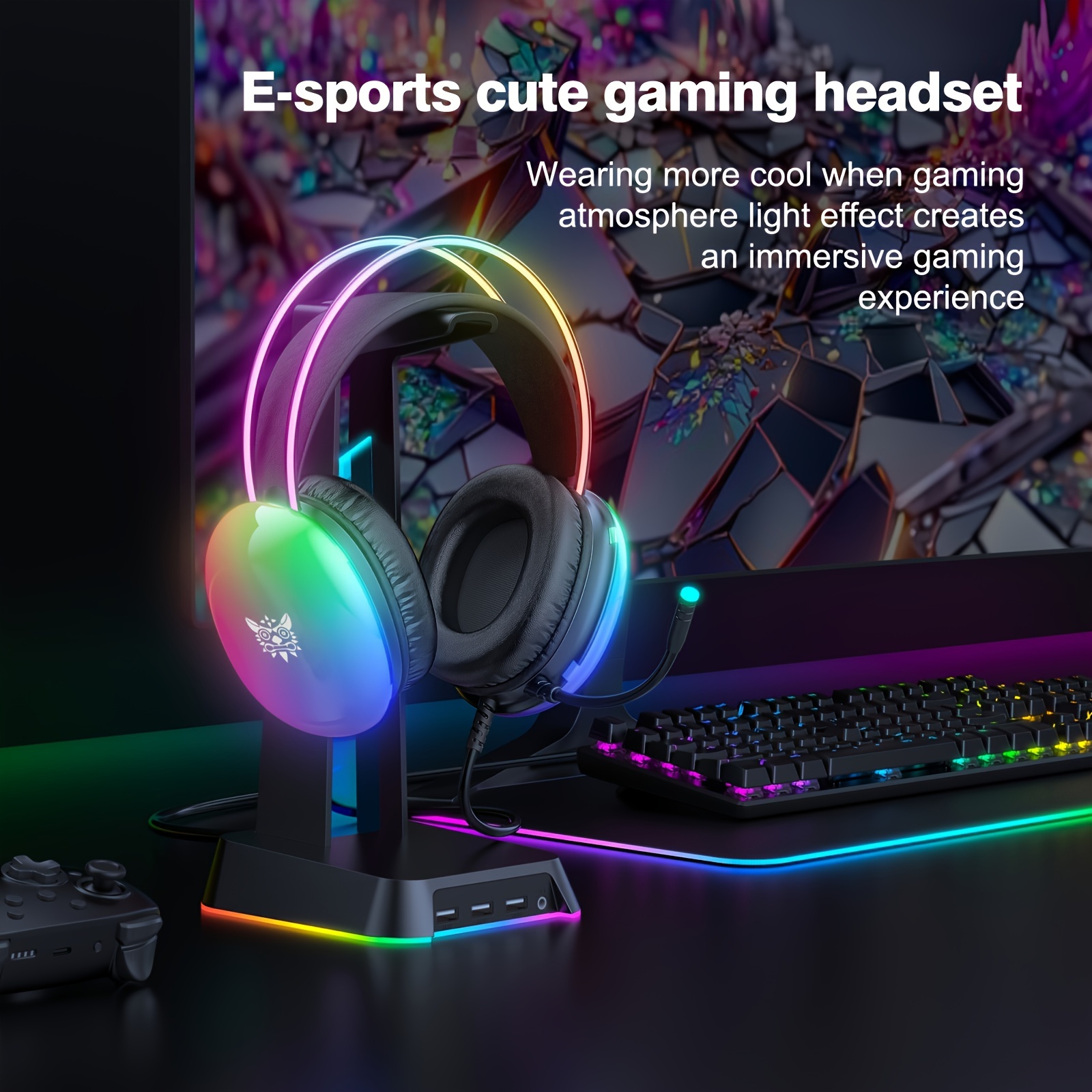 

Onikuma Headset Hd Microphone Rbg Light Effect Gaming Headset Gaming Headset