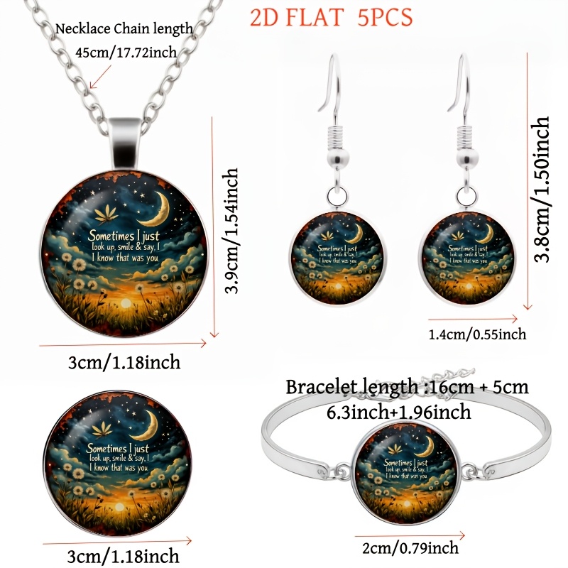 5pc Night Sky Jewelry Set with Moon & Stars for Women