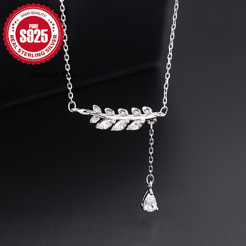 S925 Silver Glittering Wheat Earring Dangle Necklace