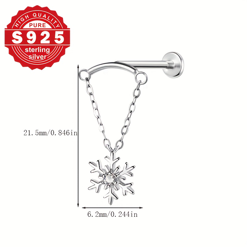 Women's S925 Silver Snowflake Earrings with Zirconia