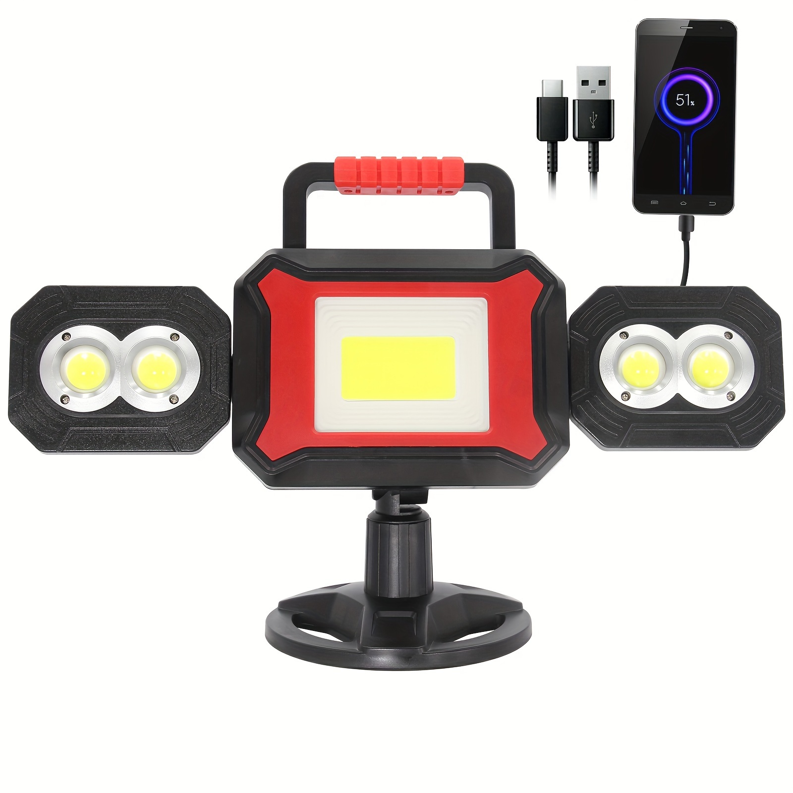 

Cob Led Rechargeable - 5-mode, 25w 2700lm Magnetic Led , Rotatable, Ultra-portable For Job Sites, Garages, & Car Repairs