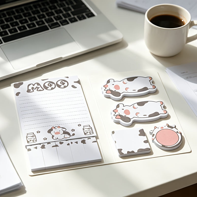 TEMU Cow-shaped Sticky Note Set School Gift, 11 Styles Of Irregular Sticky Notes 330 Sheets, Teacher's Day Present, Back-to-school Essential, Paper