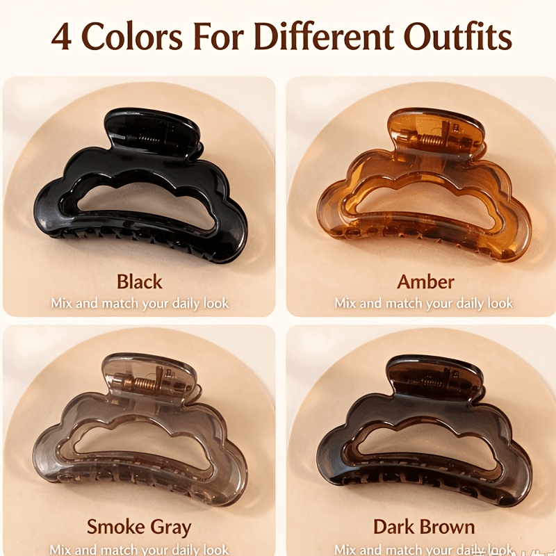 4pcs Hollow Cloud Wave Crescent Hair Clips Set