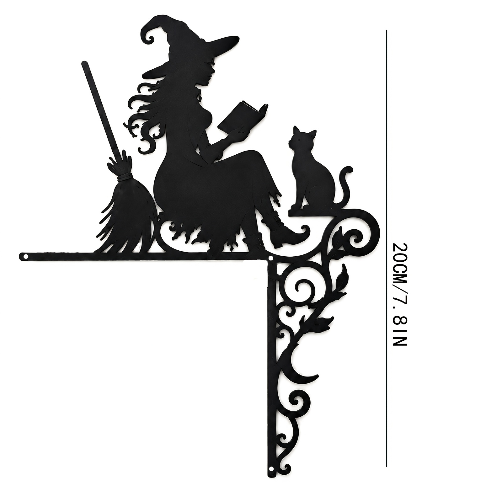 TEMU 2d Flat, 2d Halloween Witch And Black Cat Door Corner Decoration With Hollow-out , Designed For Installation On Door Frame Corners. Featuring A