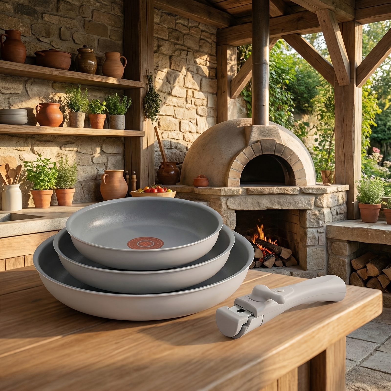 4pcs Frying Pan Set 20cm+24cm+28cm, Cooking Indicator, Induction Base With Molecular Bonding, Induction Cookware Set, Gas And Oven Safe, Suitable For Kitchens And Camping