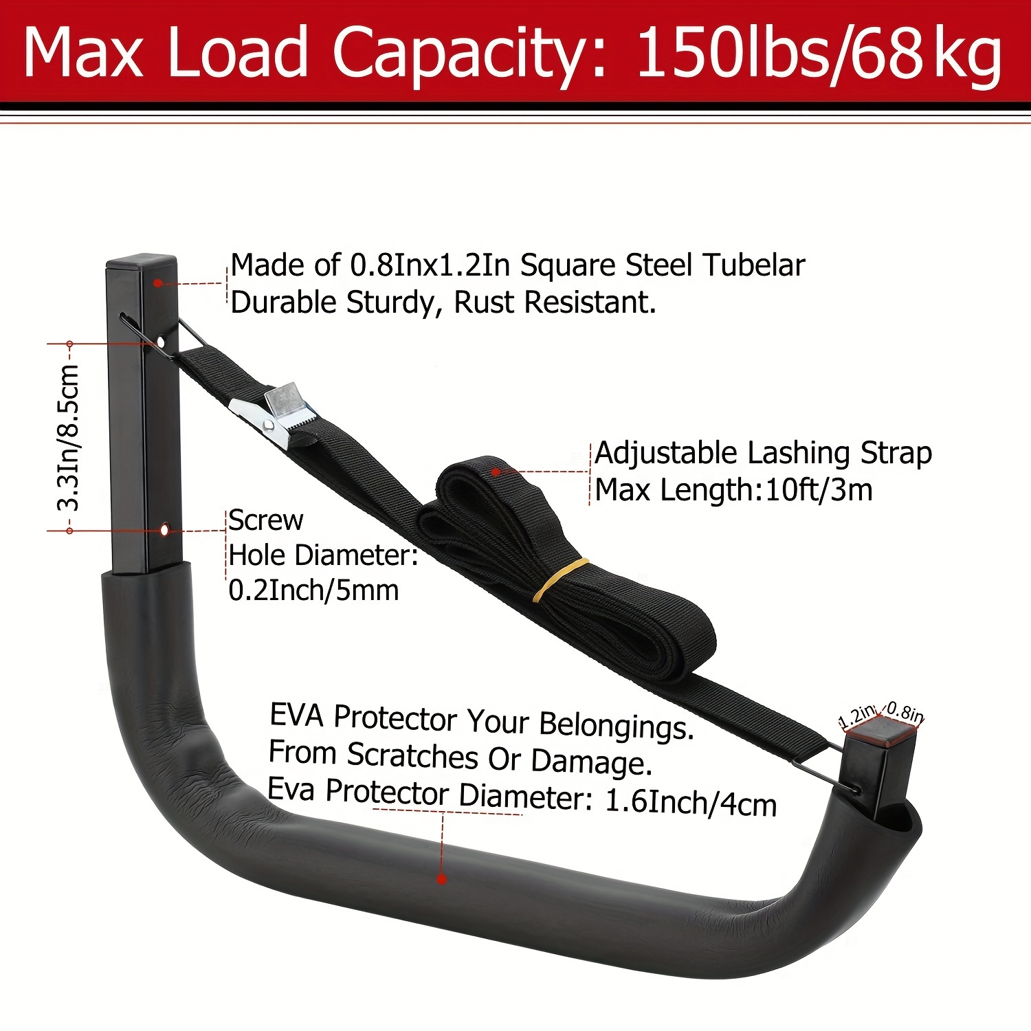 Kayak Storage Hooks for Wall-Mounted Storage