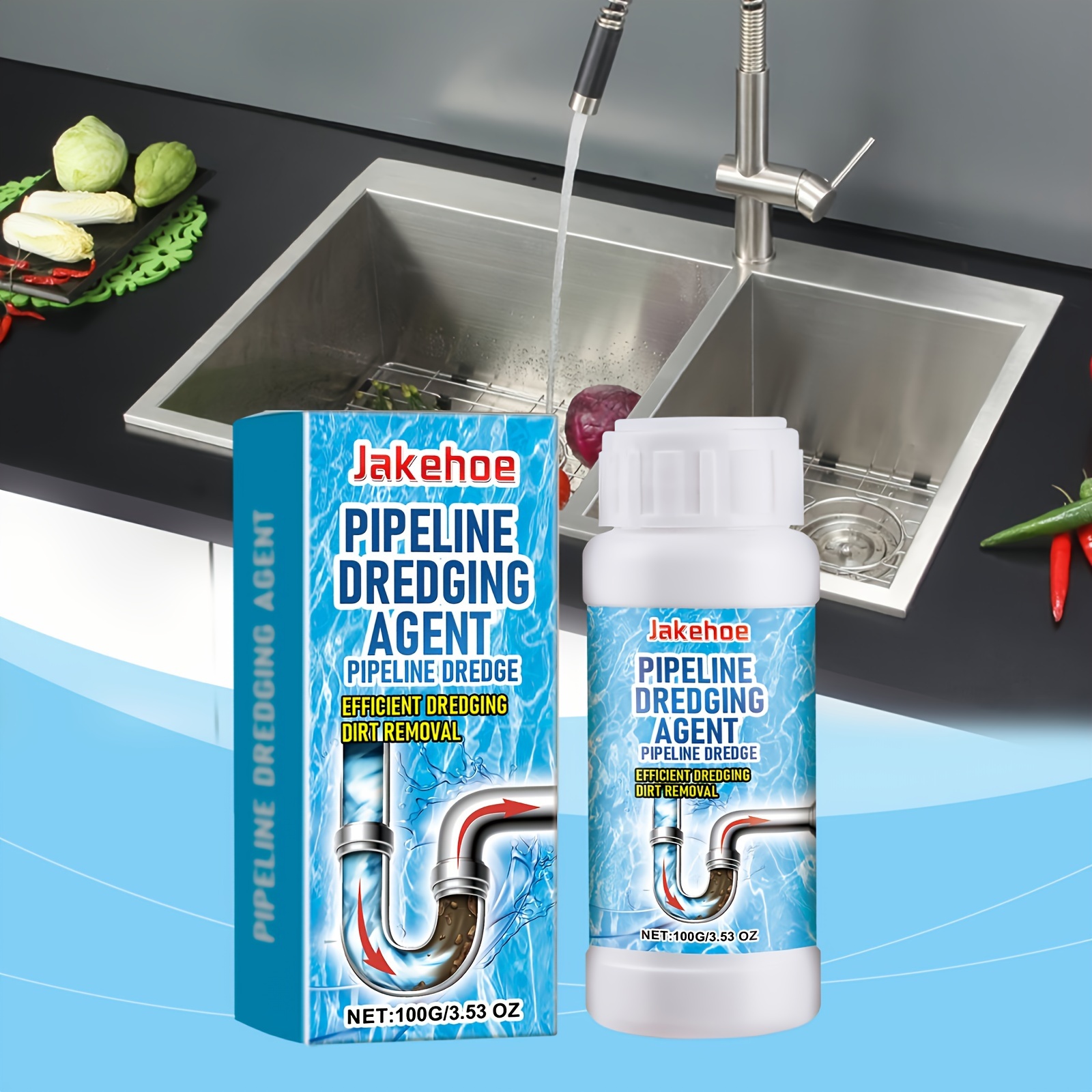 1pc powerful drain unblocker for kitchen bathroom quickly   clogs grease hair from pipes details 2