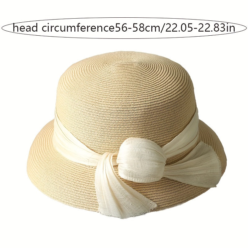 VINTAGE 58CM STRAW HANDMADE WOMEN HAT Womens Straw Hats Women main image 4