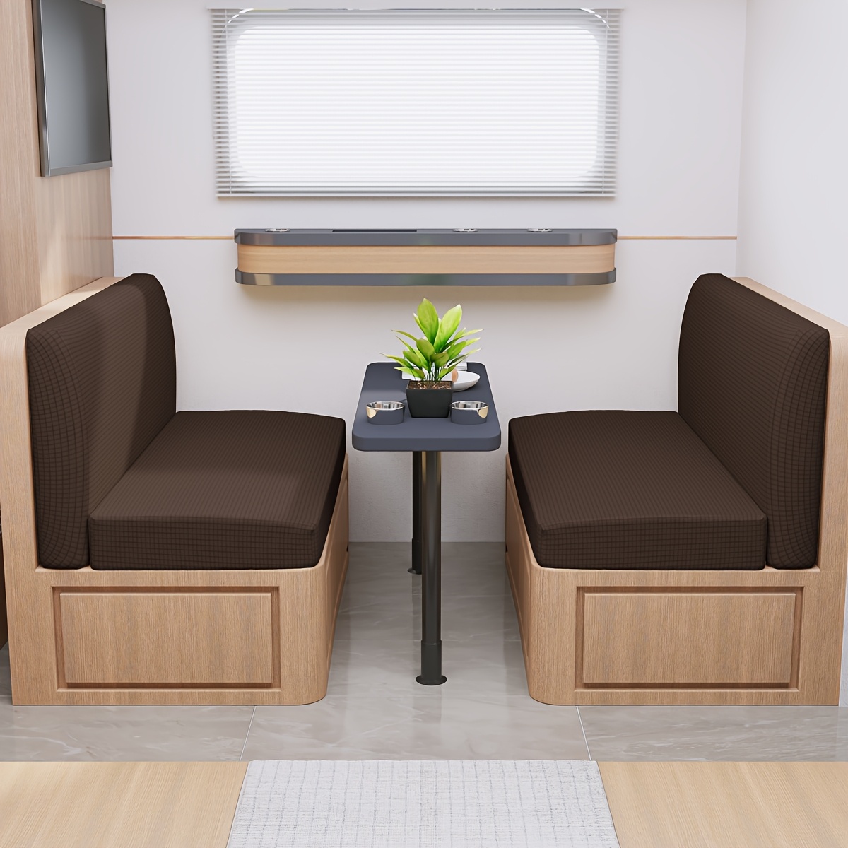 TEMU 2pcs Housses de coussin de siège de camping-car Sherpa élastiques à couverture complète, adaptées aux animaux de compagnie, toutes saisons