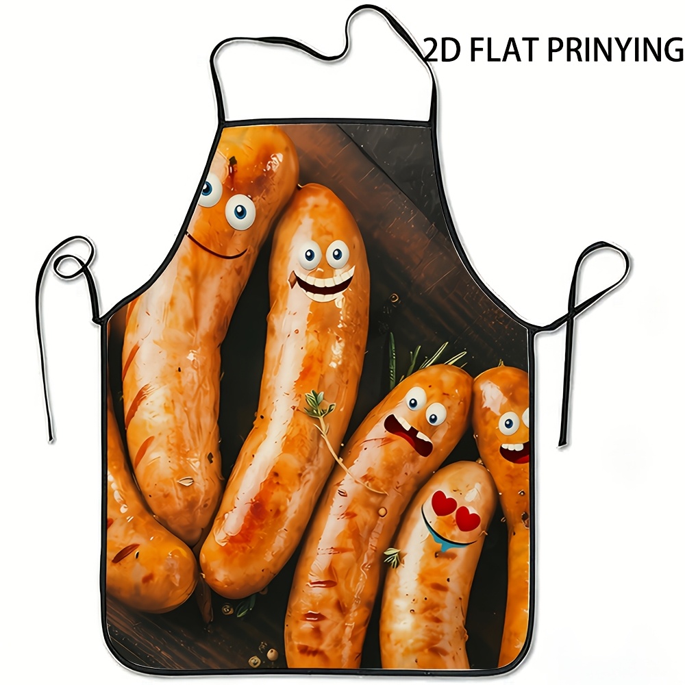 apron with cartoon sausage patterns is perfect for family baking     its a durable comfortable and fun unisex cooking apron suitable for barbecues painting and more making it an ideal gift   for parents