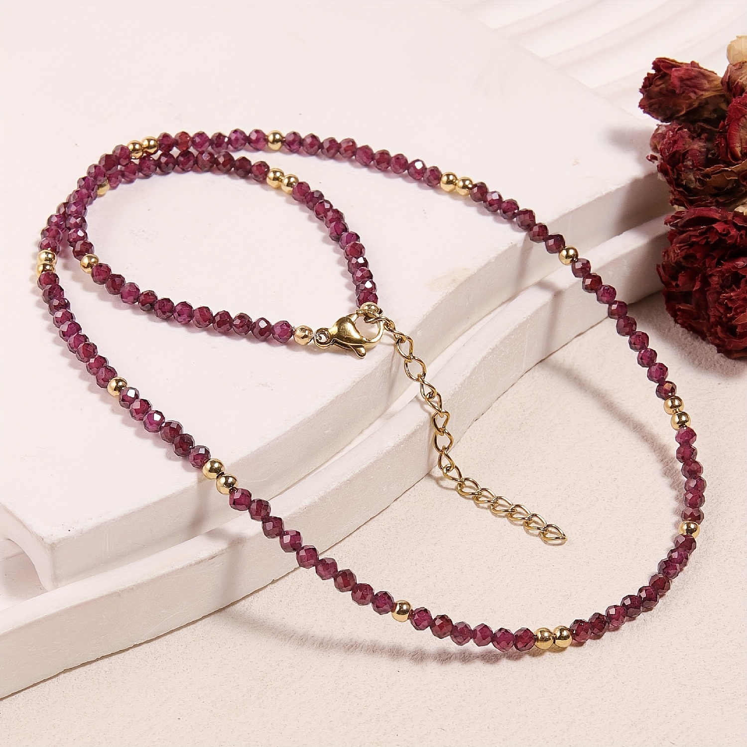 3Mm Garnet Necklace, Natural Stone Accessory