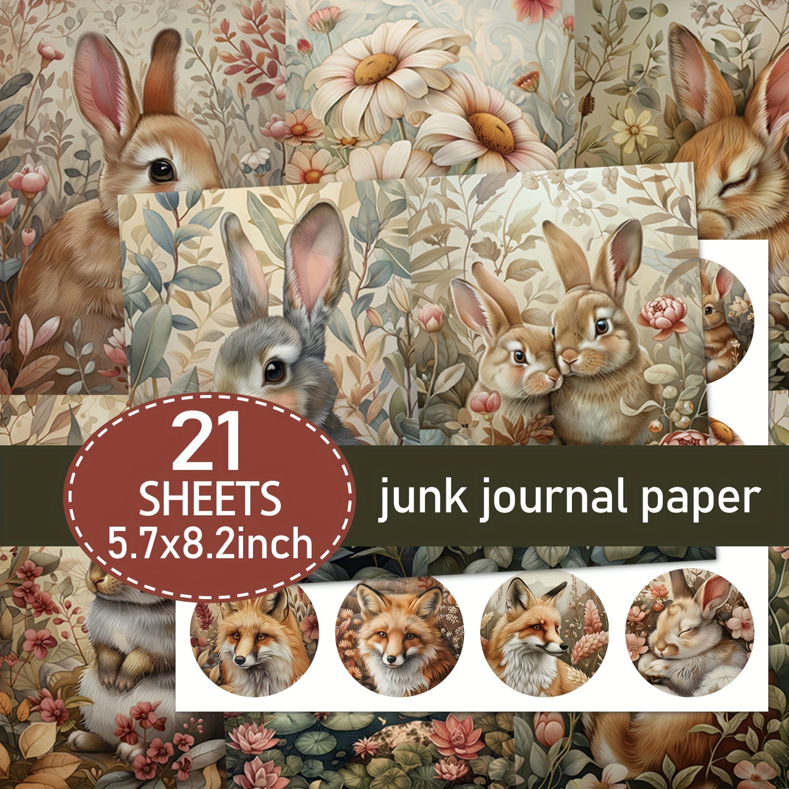 TEMU A Set Of 21 A5 Vintage-themed Scrapbooking Papers, Including Paper And Stickers, Designed For Handcrafted Junk Journals And Decorative Crafts.