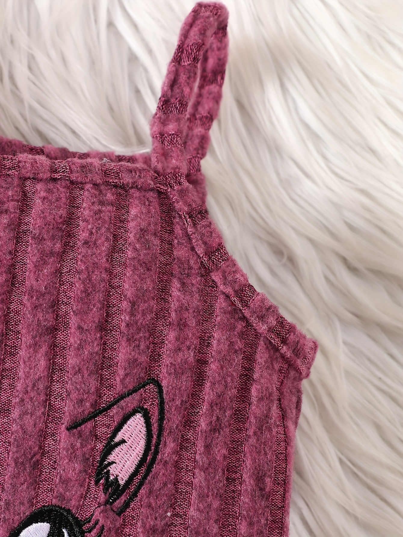 a cute and trendy two piece set for baby girls and toddlers featuring a hooded long sleeve top with ribbed stripes and a cat embroidered dress   outdoor activities and everyday wear making it an   gift   for girls on special occasions Product details 1