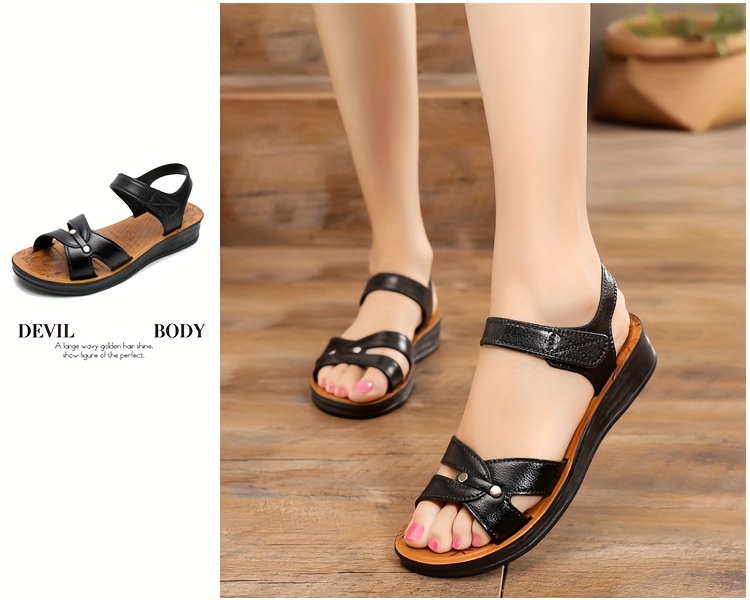 Women's Cross Strap Open Toe Flat Sandals, Non-slip Vintage Comfortable  Summer Sandals, Women's Footwear