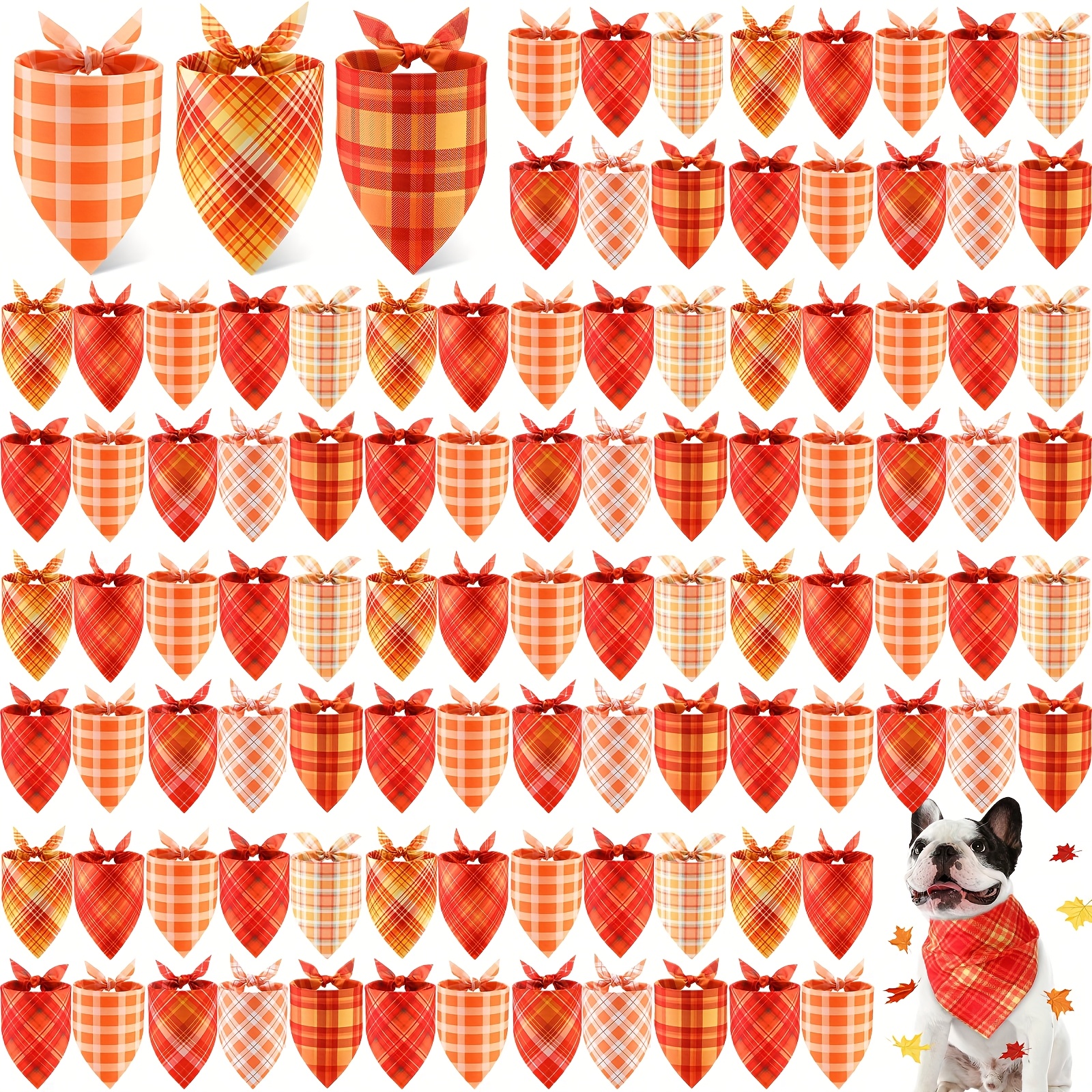 TEMU Bulk Pack Of 100 Bandanas For Dogs, Perfect For Autumn And Thanksgiving. Soft Dog Bibs Are Adjustable Scarves Suitable For Small, Medium, And
