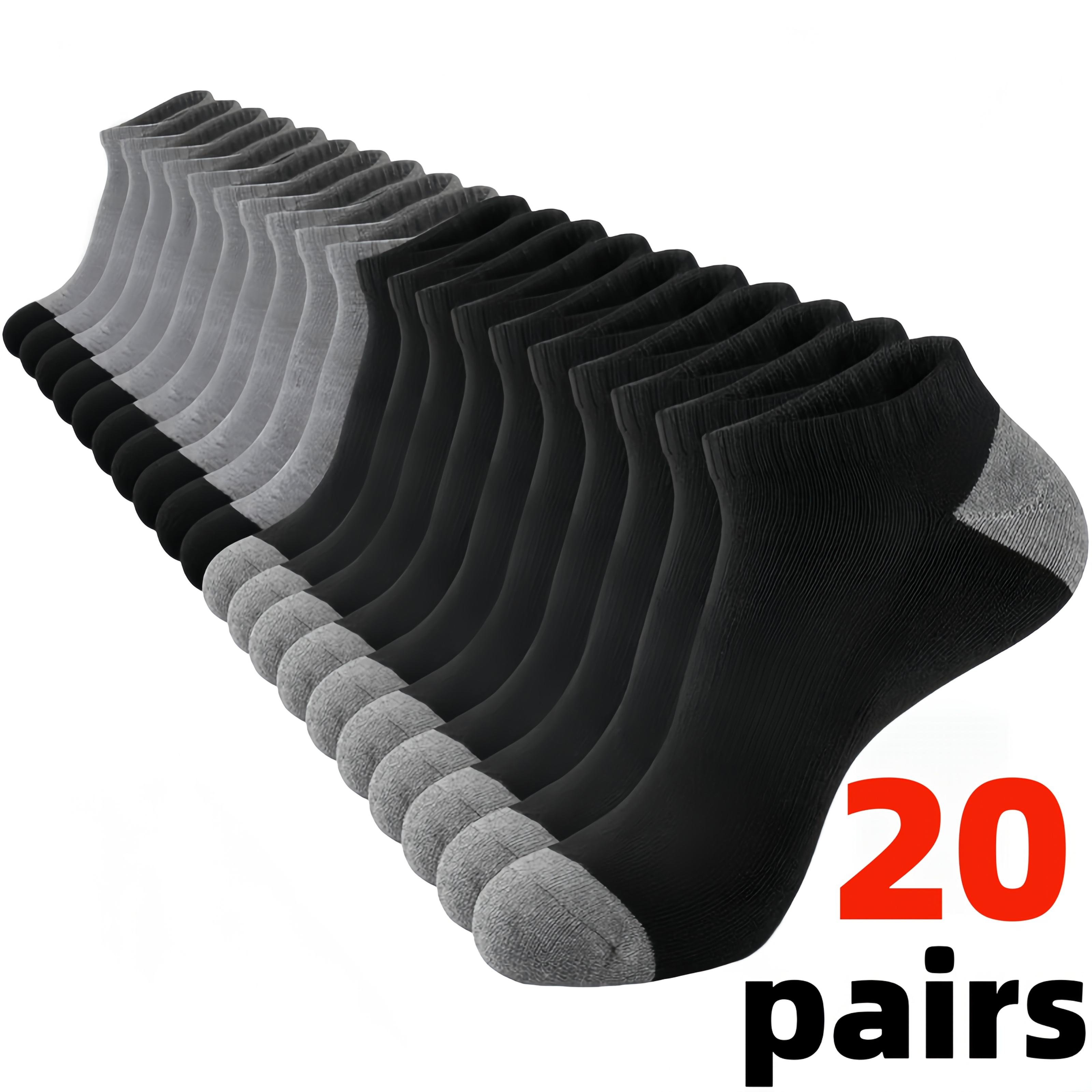 TEMU 20 Pairs Of Men's Moisture-wicking, Breathable Sports Socks, Random Color Socks, Suitable For , Comfortable And Breathable Design, Suitable For