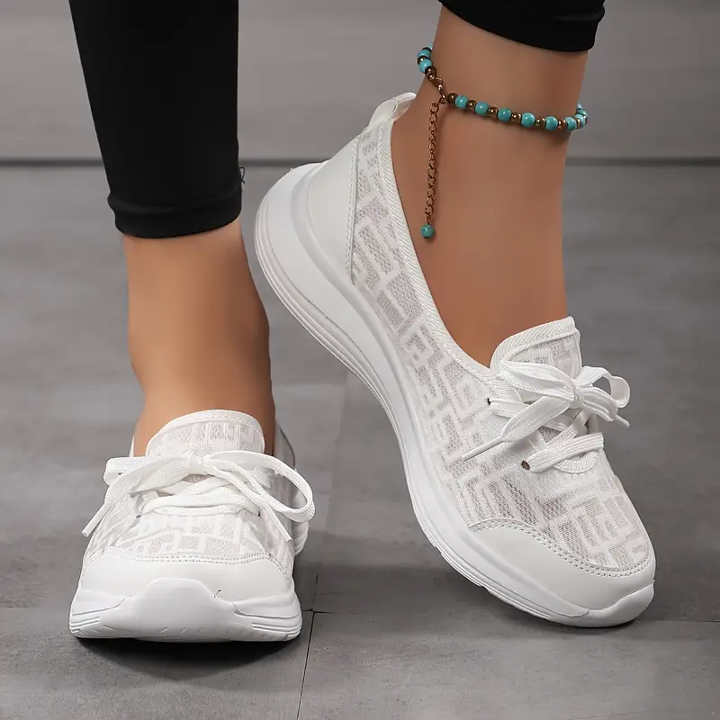 1 pair womens breathable mesh flats round toe slip on shoes with fabric insole and md sole for details 4