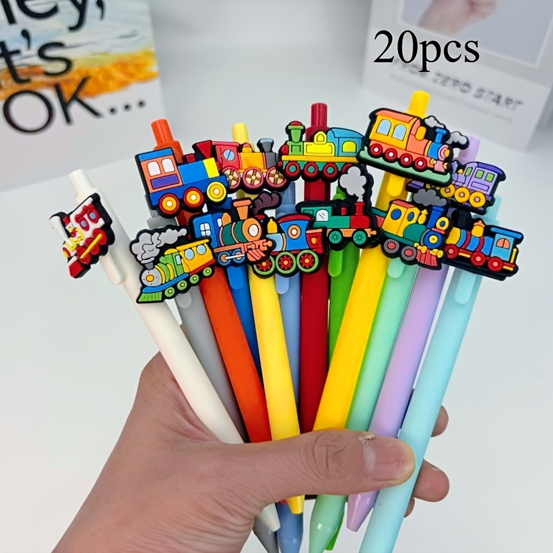 TEMU 20pcs Random Creative Little Train Series Gel Pens, Random Pattern Study And Office Pens, Comfortable Grip, Office Supplies, Perfectly Suitable
