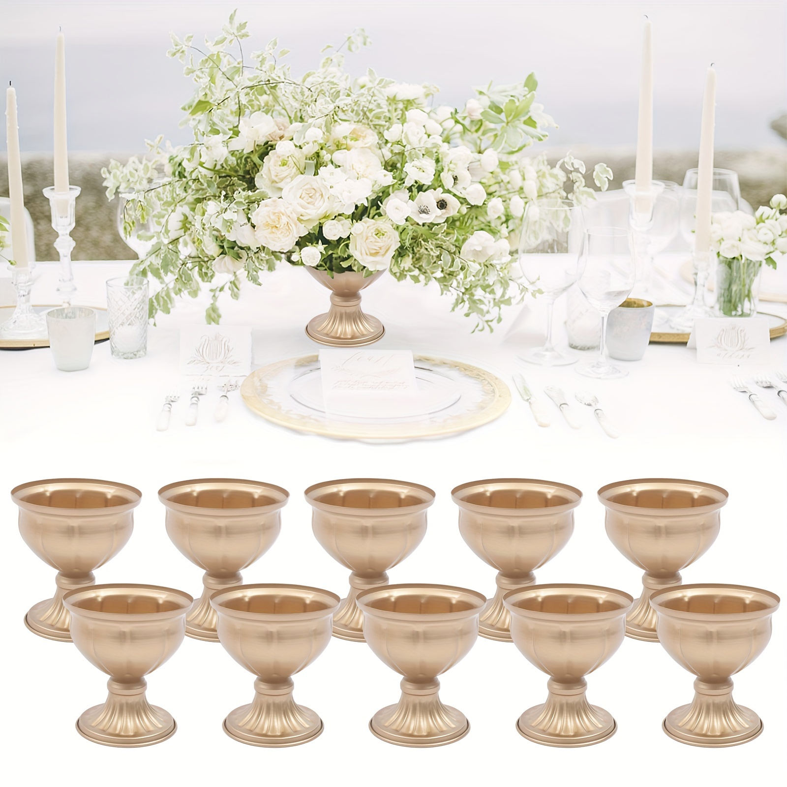 Gold Flowers Vases Centrepieces Wedding Table Centerpiece - Temu