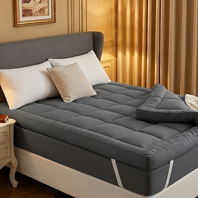 TEMU 1pc Mattress Topper, Overfilled With 10cm/ 4 Inch Microfiber Filling With Deep Pocket, Plush Top Mattress Topper Anti-shift And Weight