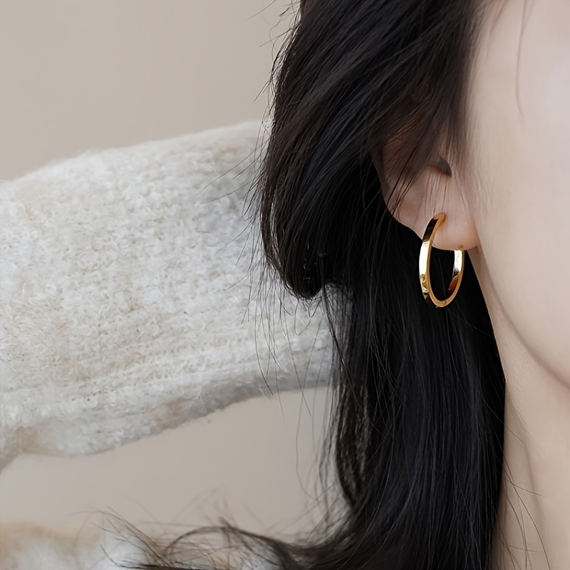 2pcs Vintage Copper Hoop Earrings Set Nickel Plating Ear Buckle