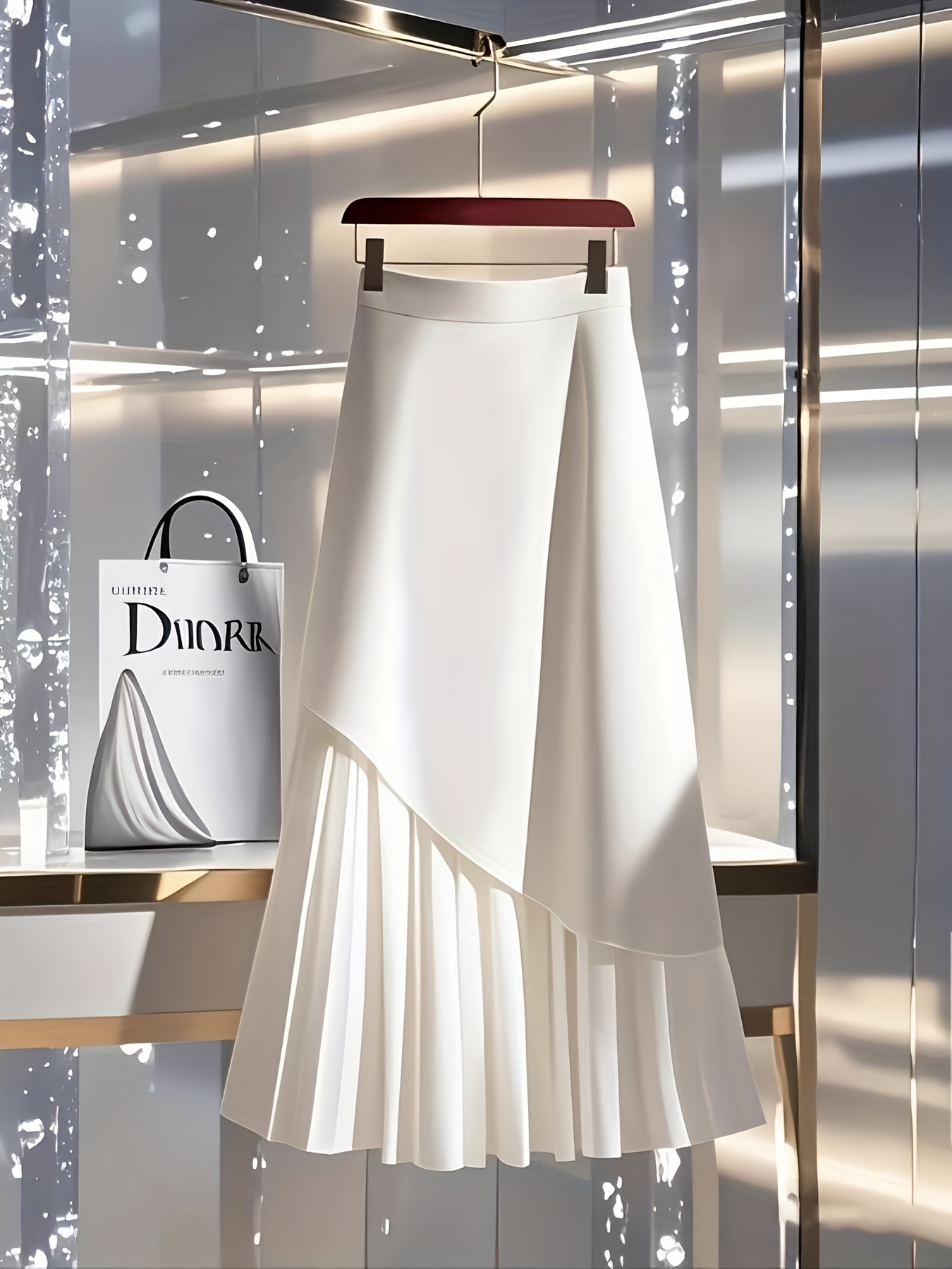 elegant white pleated maxi skirt women high end Temu South Africa