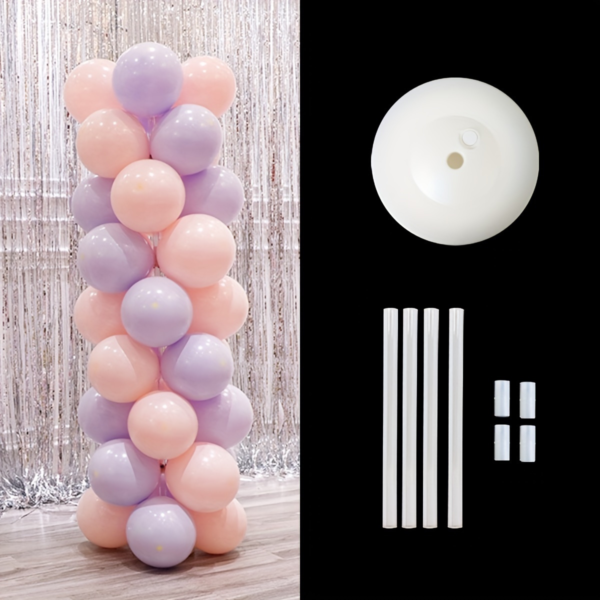 

1.2M Support de ballon vertical pour fête d'anniversaire et baptême, colonne de support pour table de mariage et fête d'anniversaire, décoration avec clips de ballon