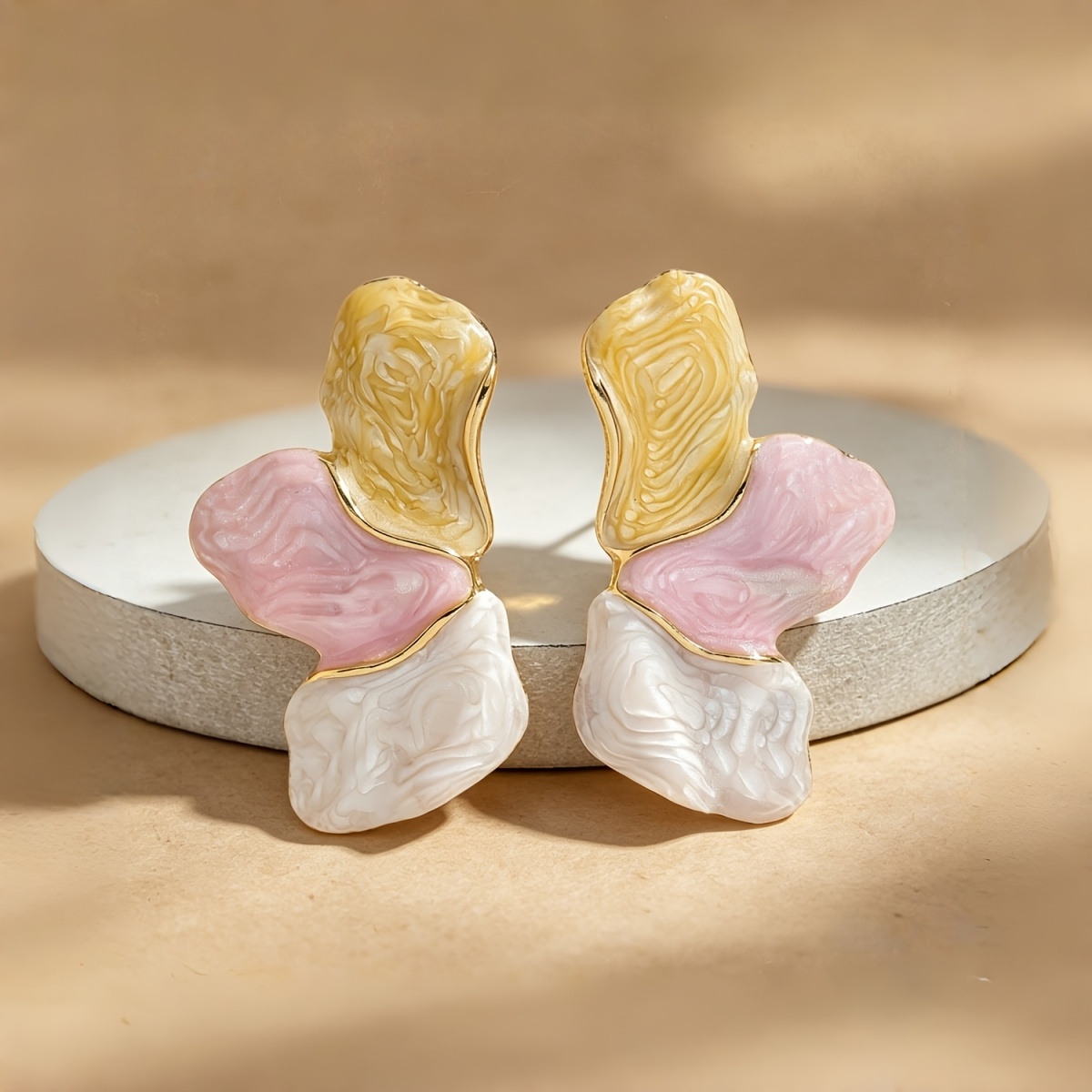 TEMU Un par de elegantes aretes de hoja esmaltada con colores contrastantes y un diseño vivaz - Adecuados para uso diario y salidas festivas